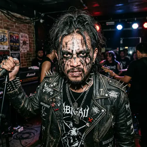 Filipino Man with Messy Black Metal Makeup