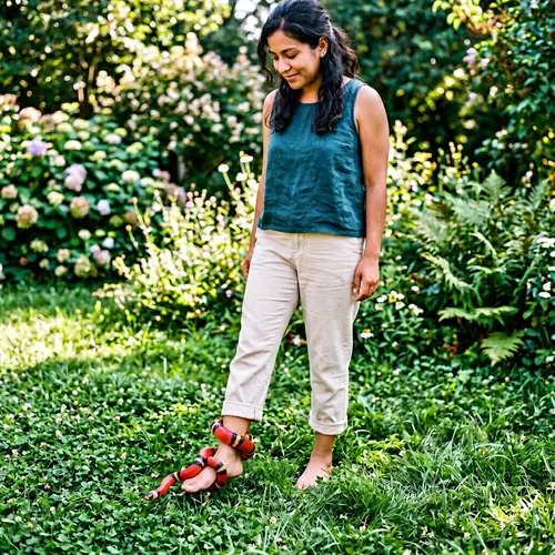 Graceful Snake Wrapped Around Beautiful Feet