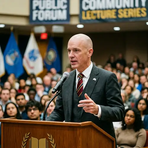 Politician Giving Inspiring Speech in Suit