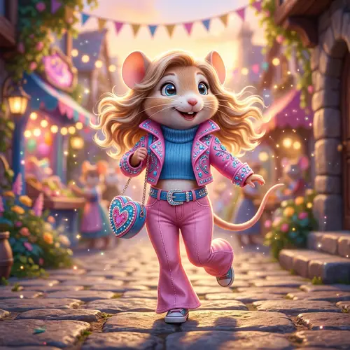 Whimsical Anthropomorphic Mouse in Vibrant Ensemble | Artgerm Style Photo
