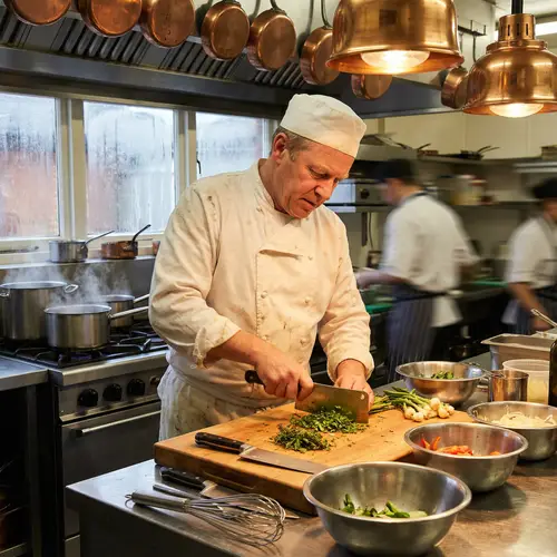 Passionate Male Chef Chopping Fresh Vegetables | Culinary Art