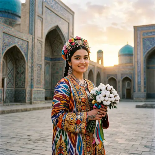 Uzbek Girl with Expressive Eyes in Traditional Attire