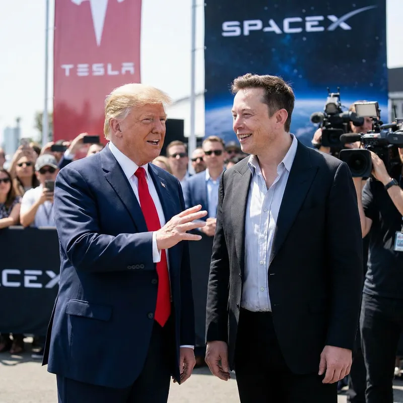 Illustration of Trump and Musk
