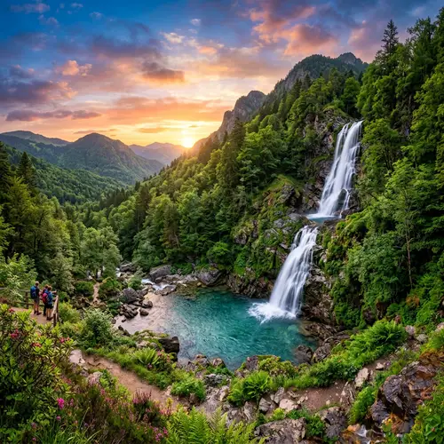 Stunning Blue Sky Waterfall at Sunset