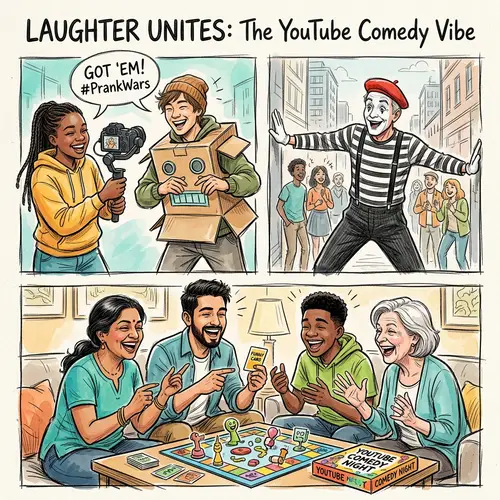 YouTube Comedy Videos: Diverse Group Engaging in Laughter