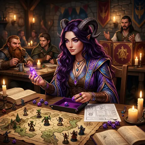 Fantasy Tabletop Game Enchantress | Tiefling Character