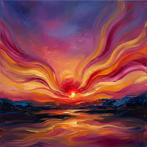 Abstract Sunset Painting | Tranquil Nature Beauty Art