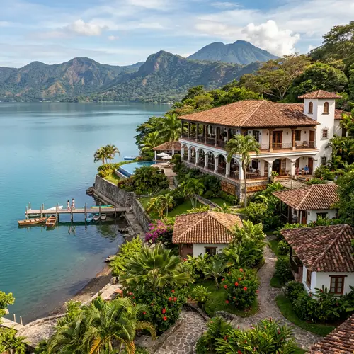 Colonial Eco-Resort by Lake in El Salvador