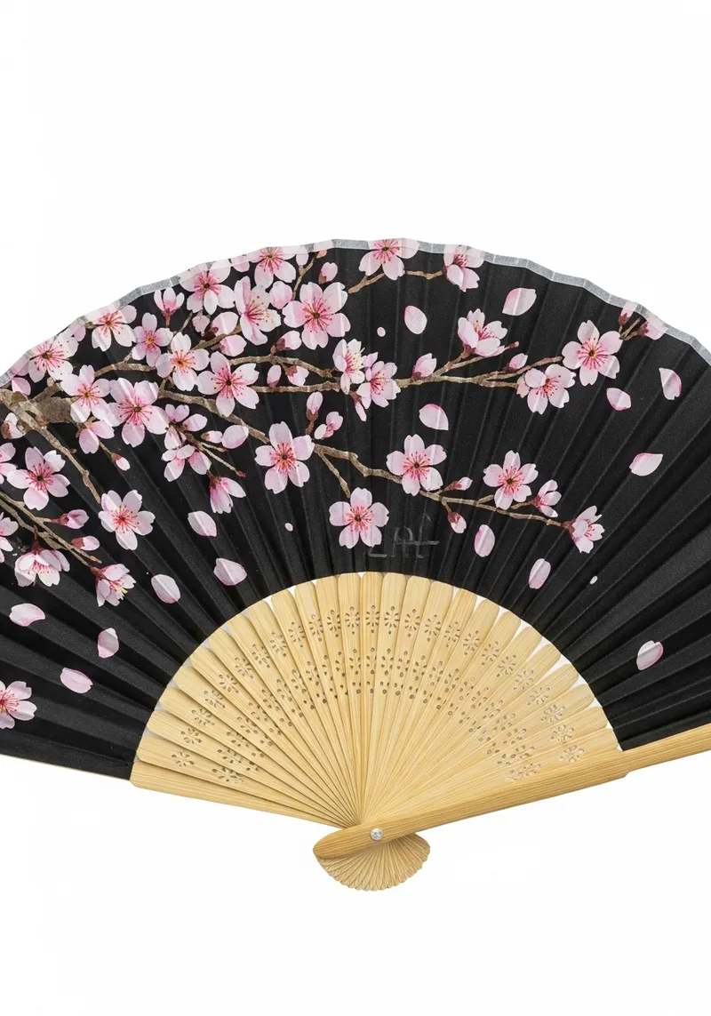 Japanese Fan with Flower Designs
