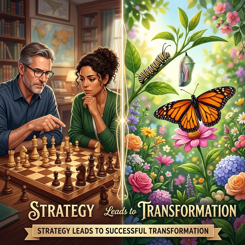 Strategy and Transformation Through Chess Board & Butterfly Imagery