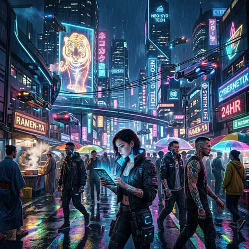 Cyberpunk Cityscape | Futuristic Technology & Neon Lights