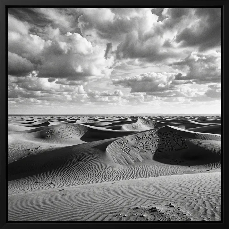Majestic Desert Landscape in Black and White