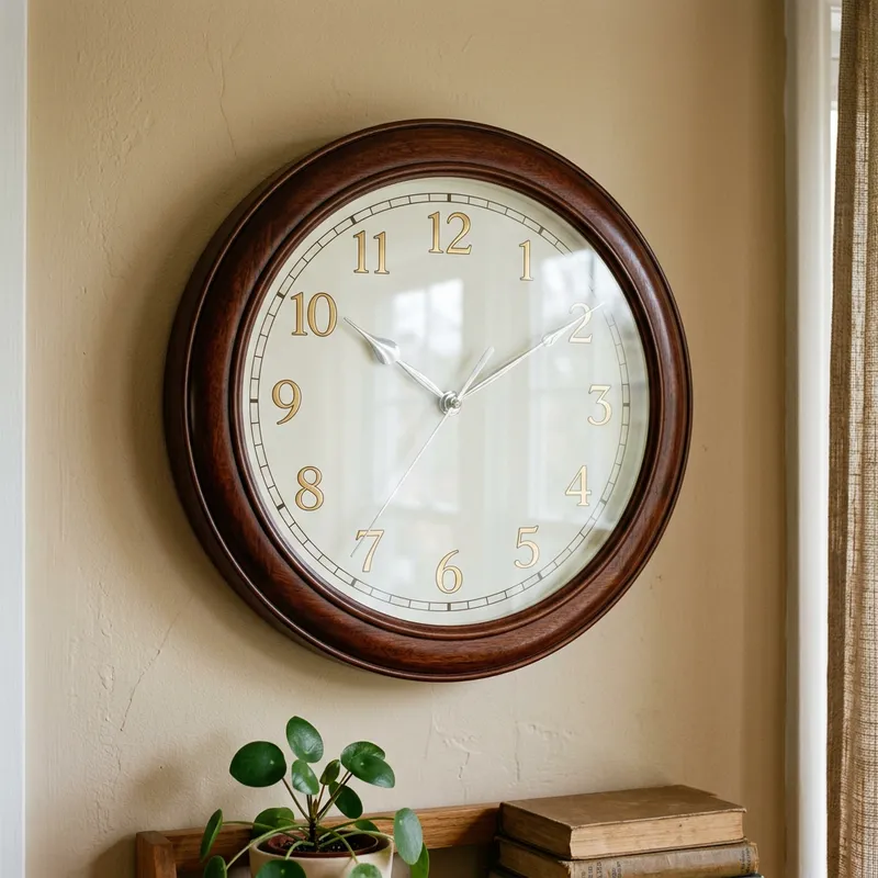 Elegant Mahogany Wall Clock - Passage of Time in 12 Hours