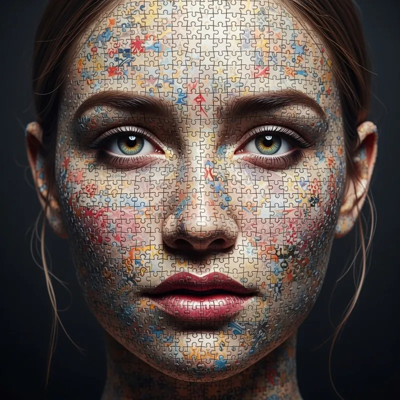 Puzzle Piece Face Art
