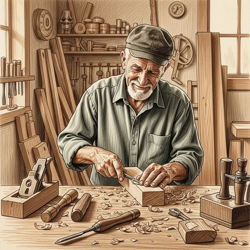 Elderly Craftsman in Warm Workshop | Art of Woodcarving