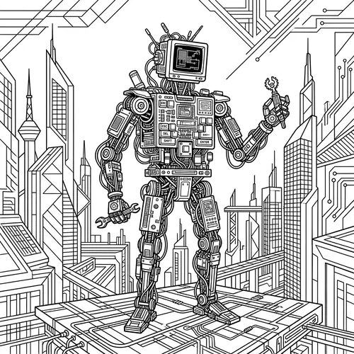 Futuristic Black and White Technology Artwork