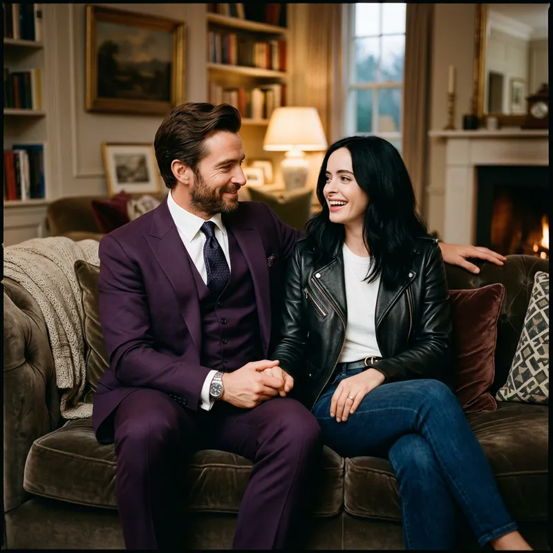 David Tennant & Krysten Ritter Stylish Sofa Scene Photo