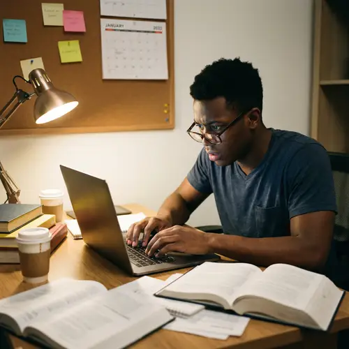 Confused Black Male Student at Desk | Study Session Visuals