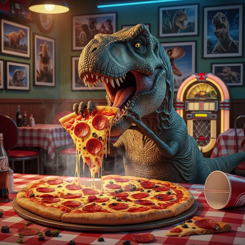 Dino Eating Pizza: Fun Dino-Themed Treats