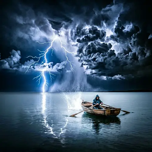Lightning Striking a Dinghy at Night