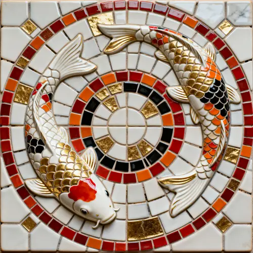 Stunning Koi Carp Ceramic Tile - Mosaic Design