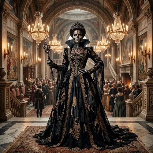 Luxurious Black Queen: A Skeletal Elegance