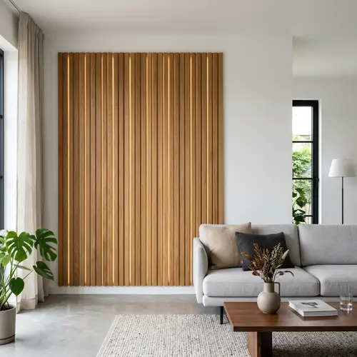 Sleek 3D Oak Wood Wall Panels with Backlights