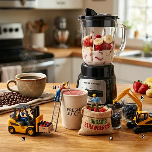 Tiny People Creating Smoothie Magic