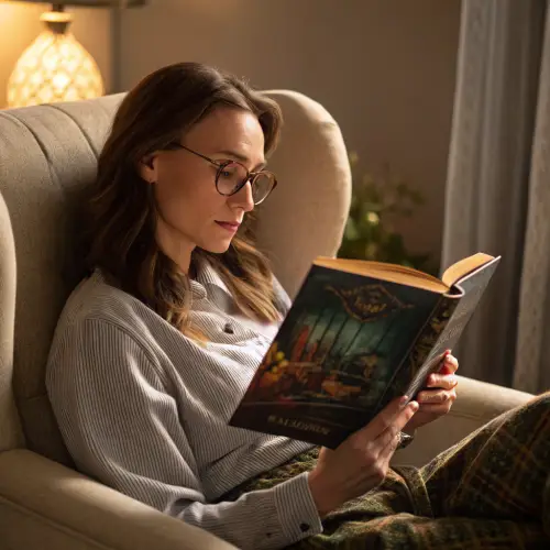 Woman Reading a Fantasy Book