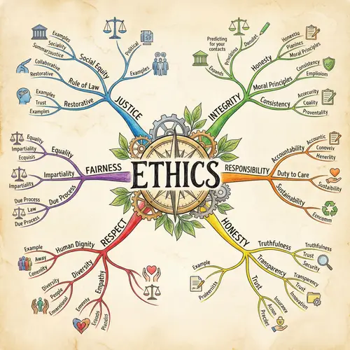 Ethics Mind Map: Justice, Integrity, Responsibility