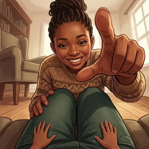 Enchanting Giant African Woman Illustration - Playful and Perilous View