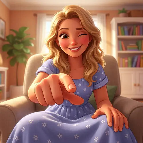 Enchanting Giant Woman Animated Scene - Playful Interaction