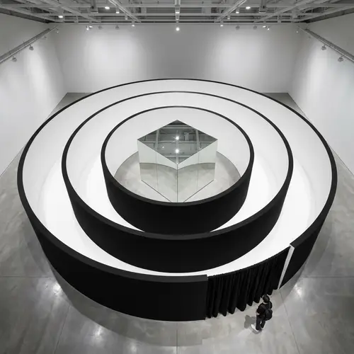 Spiral Installation Art: Aerial View & Design