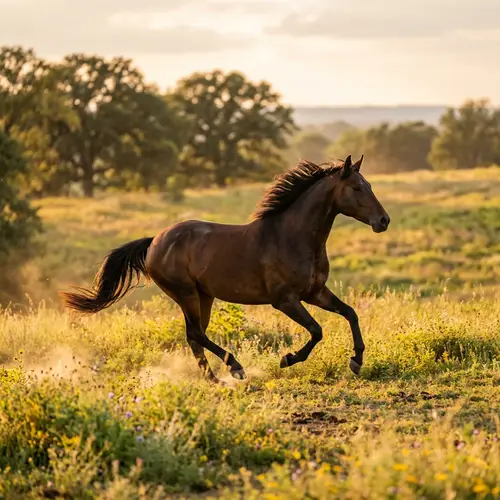 Graceful Horse Galloping in Sunlit Meadow | Equine Beauty