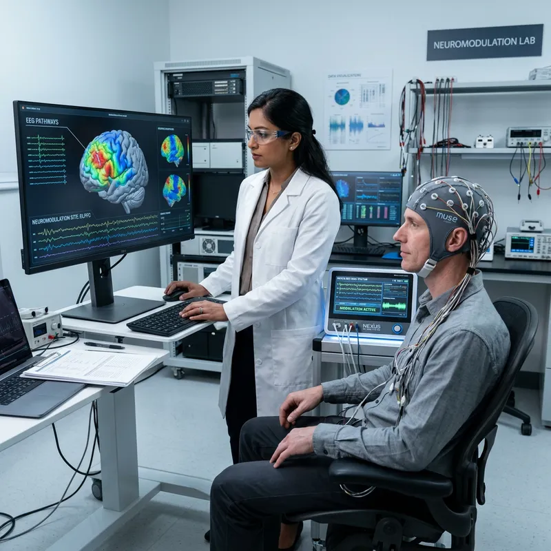 BCI Neuromodulation in High-Tech Lab: Scientist & Patient