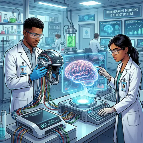 Regenerative Medicine with BCI Technology | Lab Scene Illustration