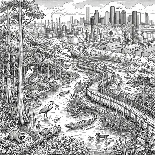 Isometric Wetland Illustration: Urban Wildlife