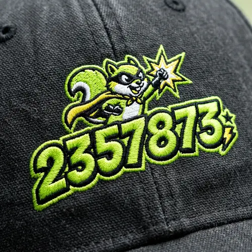 Vibrant Lime Green Embroidered Logo Texture