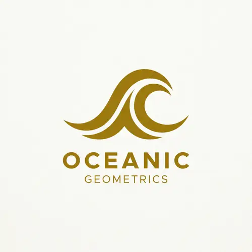 Flat Geometric Logo Design with Curved Wave Shape