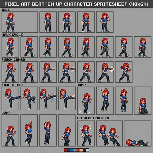 Pixel Art Animation for Beat 'Em Up Characters