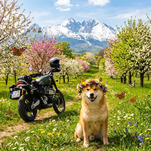 Springtime in Slovakia: Blooming Trees, Sunshine, and Shiba Inu
