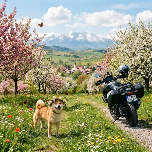 Spring in Slovakia: Blossoming Trees, Sunlight, and Fluttering Butterflies