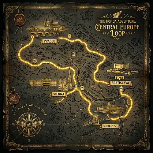 Explore Central Europe on a Honda Motorcycle - Route from Bratislava to Prague, Vienna, Budapest