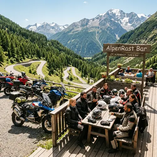 European Motorcyclists Enjoying Sunshine on Mountain Roads