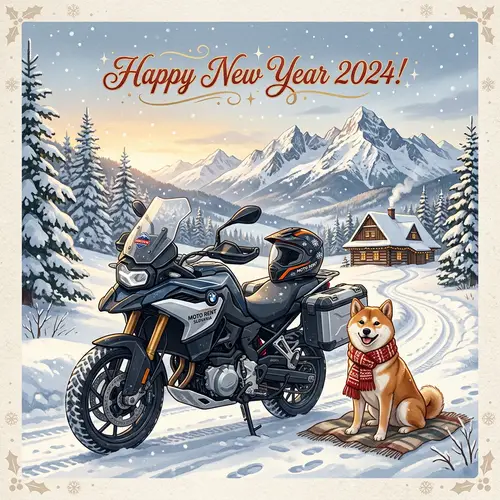 New Year 2024 Greeting Card for Motorcycle Rental Company in Slovakia