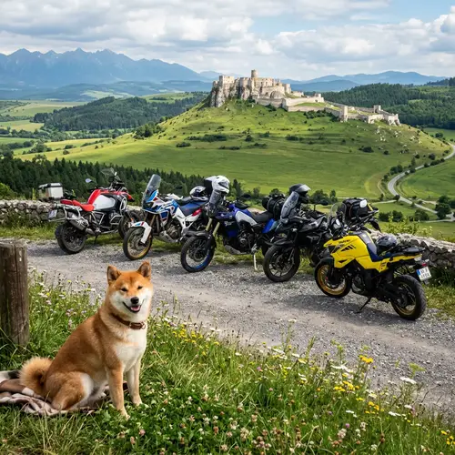 Beautiful Shiba Inu Dog with Slovakian Landscape and Castle