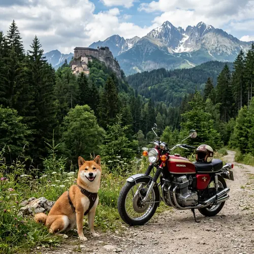 Spirited Shiba Inu Amidst Slovakia's Majestic Nature