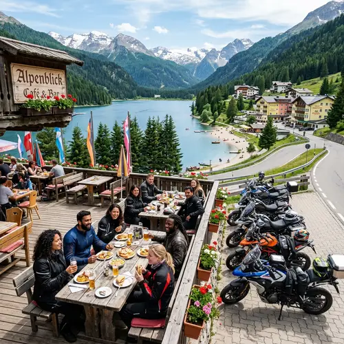 Sunny Day in Europe: Motorcyclists Enjoying Mountain Getaway