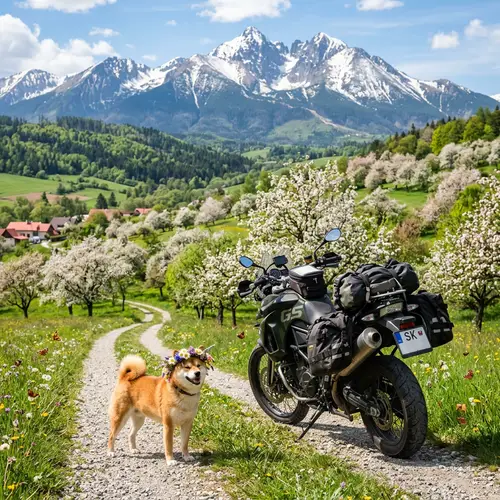 Springtime in Slovakia: Blooming Trees, Sun, Mountains & Shiba Inu Dog