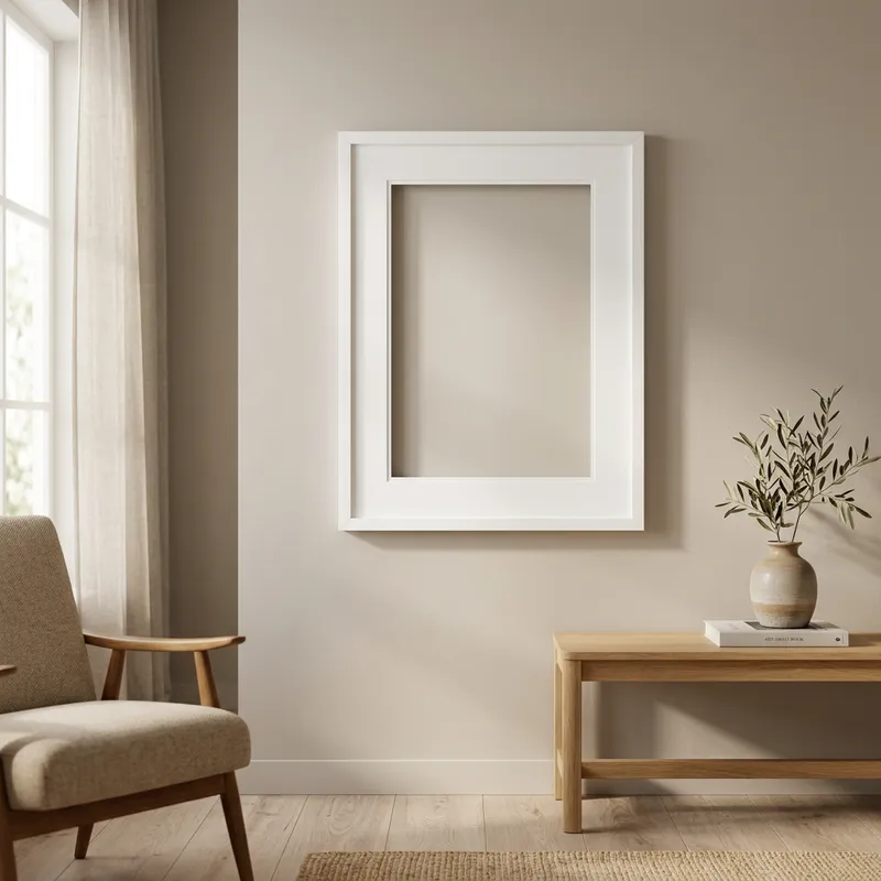 Empty White Frame in Modern Interior Decor